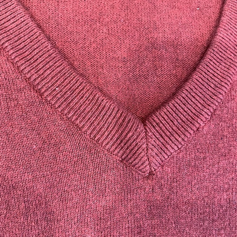 BR's Brick colored Premium Luxe Blend V-Neck Sweater